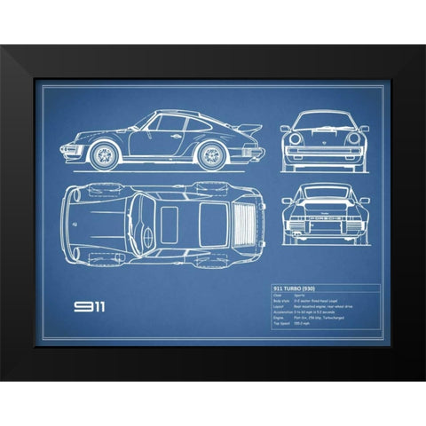 Porsche 911-Turbo 1977 Red Black Modern Wood Framed Art Print by Rogan, Mark