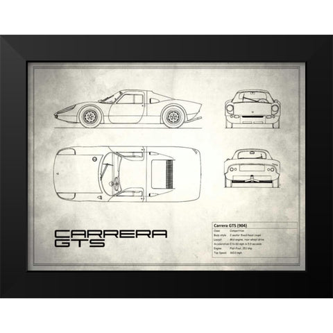 Porsche Carrera GTS White Black Modern Wood Framed Art Print by Rogan, Mark