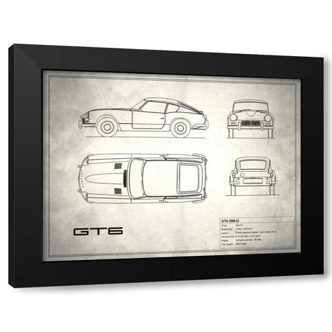 Triumph GT6 Mk1 Black Modern Wood Framed Art Print by Rogan, Mark