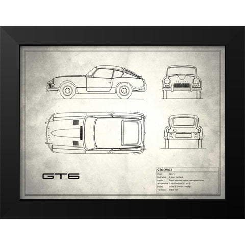 Triumph GT6 Mk1 Black Modern Wood Framed Art Print by Rogan, Mark