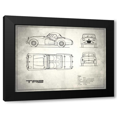 Triumph TR2 White Black Modern Wood Framed Art Print with Double Matting by Rogan, Mark