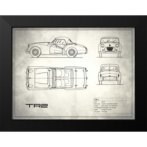 Triumph TR2 White Black Modern Wood Framed Art Print by Rogan, Mark