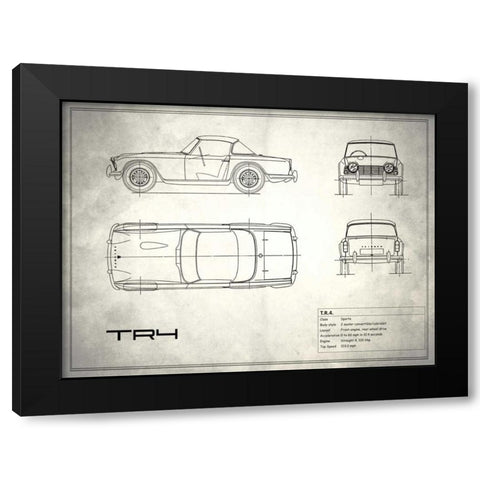 Triumph TR4 White Black Modern Wood Framed Art Print with Double Matting by Rogan, Mark