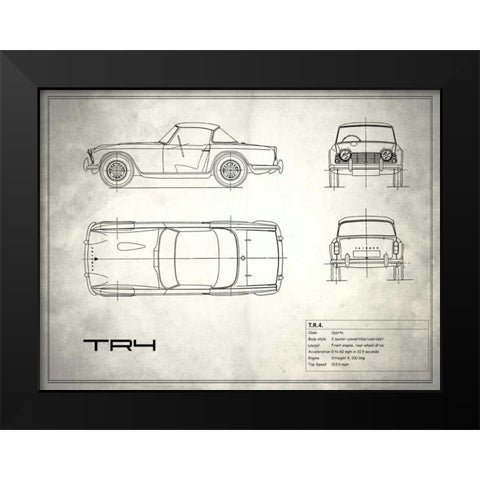 Triumph TR4 White Black Modern Wood Framed Art Print by Rogan, Mark