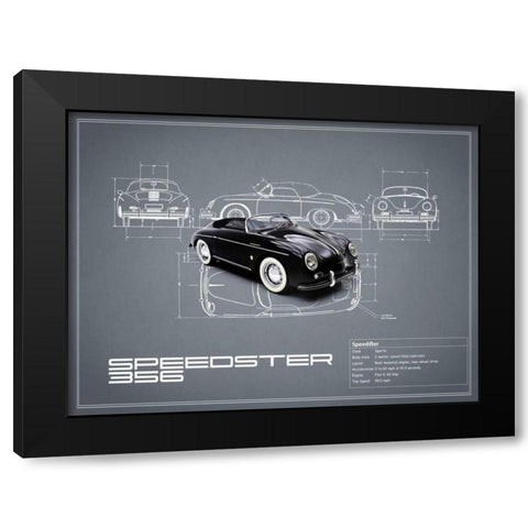Porsche Speedster 1959 White Black Modern Wood Framed Art Print with Double Matting by Rogan, Mark