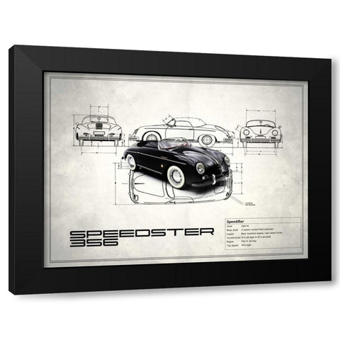 Porsche Speedster 1959 Black Modern Wood Framed Art Print by Rogan, Mark