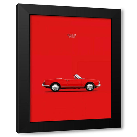 Alfa Romeo Giulia Spider 1964 Black Modern Wood Framed Art Print by Rogan, Mark