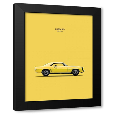 Chevy Camaro SS396 1969 Black Modern Wood Framed Art Print by Rogan, Mark