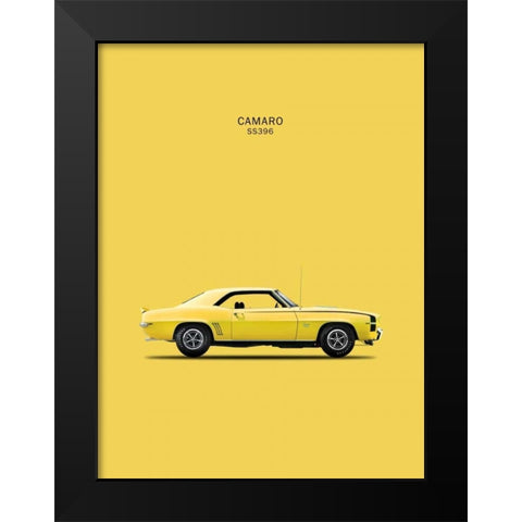 Chevy Camaro SS396 1969 Black Modern Wood Framed Art Print by Rogan, Mark