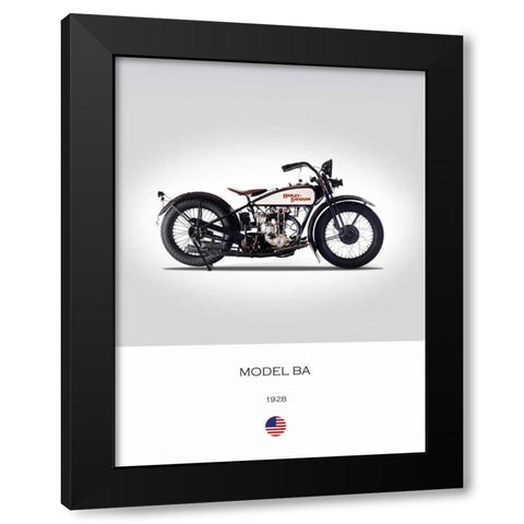 Harley Davidson Model BA 1928 Black Modern Wood Framed Art Print by Rogan, Mark