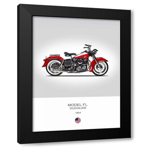 Harley Davidson Model FL Duo G Black Modern Wood Framed Art Print with Double Matting by Rogan, Mark