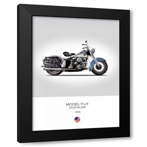 HD Model FLH Duo Glide 1958 Black Modern Wood Framed Art Print with Double Matting by Rogan, Mark