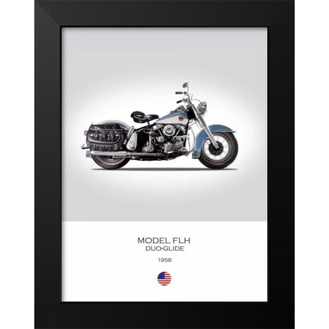 HD Model FLH Duo Glide 1958 Black Modern Wood Framed Art Print by Rogan, Mark