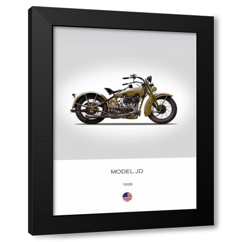 Harley Davidson Model JD 1928 Black Modern Wood Framed Art Print by Rogan, Mark