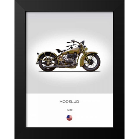 Harley Davidson Model JD 1928 Black Modern Wood Framed Art Print by Rogan, Mark
