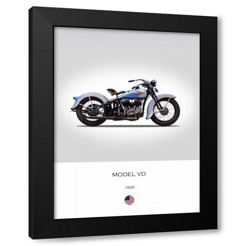 Harley Davidson Model VD 1935 Black Modern Wood Framed Art Print with Double Matting by Rogan, Mark