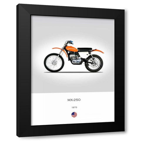 Harley Davidson MX 250 1975 Black Modern Wood Framed Art Print by Rogan, Mark