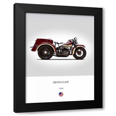 Harley Davidson Servi Car 1946 Black Modern Wood Framed Art Print by Rogan, Mark