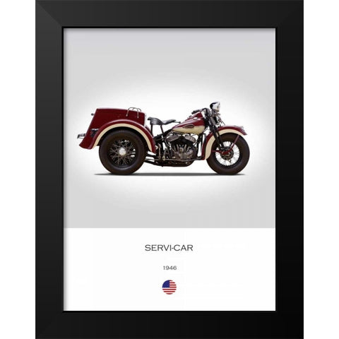 Harley Davidson Servi Car 1946 Black Modern Wood Framed Art Print by Rogan, Mark
