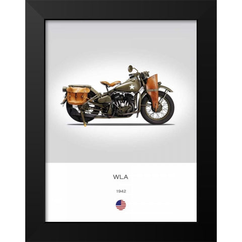 Harley Davidson WLA 1942 Black Modern Wood Framed Art Print by Rogan, Mark