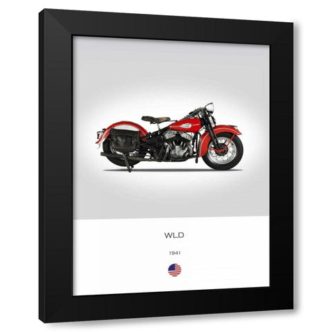 Harley Davidson WLD 1941 Black Modern Wood Framed Art Print by Rogan, Mark