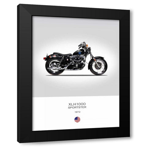 Harley Davidson XLH1000 Sports Black Modern Wood Framed Art Print with Double Matting by Rogan, Mark