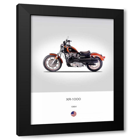 Harley Davidson XR 1000 1984 Black Modern Wood Framed Art Print by Rogan, Mark