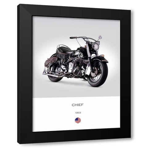 Indian Chief RoadMaster 1953 Black Modern Wood Framed Art Print by Rogan, Mark