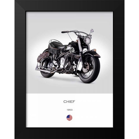 Indian Chief RoadMaster 1953 Black Modern Wood Framed Art Print by Rogan, Mark