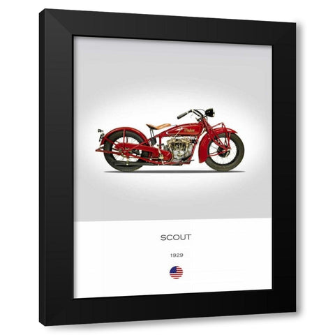 Indian Scout 101 1929 Black Modern Wood Framed Art Print by Rogan, Mark
