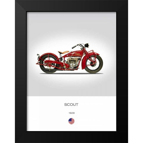 Indian Scout 101 1929 Black Modern Wood Framed Art Print by Rogan, Mark