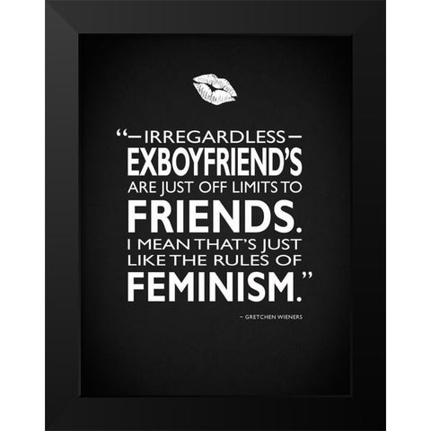 Mean Girls Rules Of Feminism Black Modern Wood Framed Art Print by Rogan, Mark