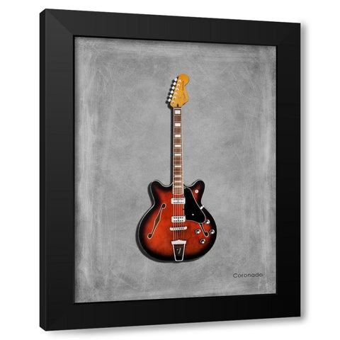 Fender Coronado Black Modern Wood Framed Art Print by Rogan, Mark