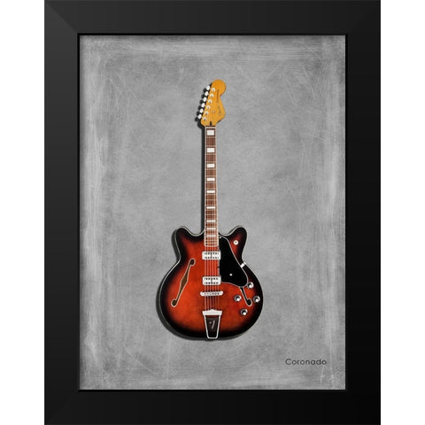 Fender Coronado Black Modern Wood Framed Art Print by Rogan, Mark