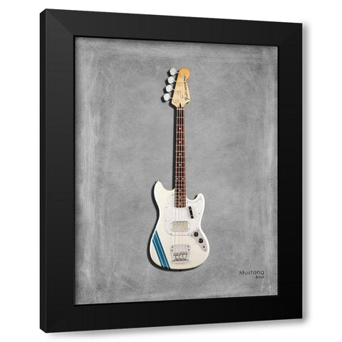 Fender MustangBass Black Modern Wood Framed Art Print by Rogan, Mark