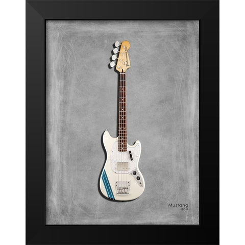 Fender MustangBass Black Modern Wood Framed Art Print by Rogan, Mark