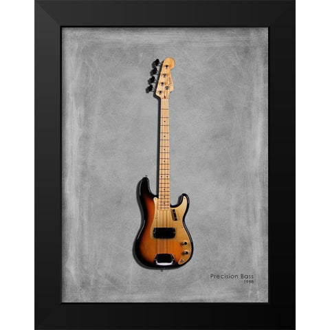 Fender Precision Bass 58 Black Modern Wood Framed Art Print by Rogan, Mark