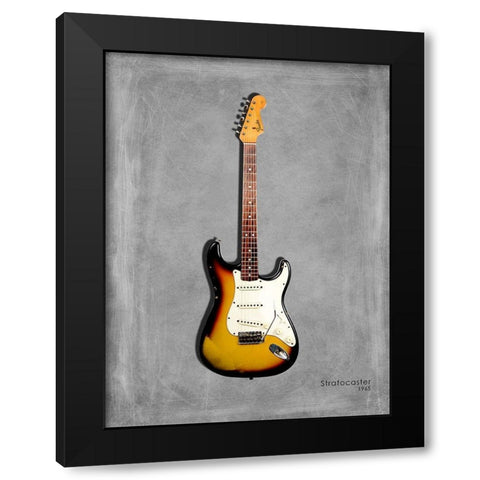 Fender Stratocaster 65 Black Modern Wood Framed Art Print with Double Matting by Rogan, Mark