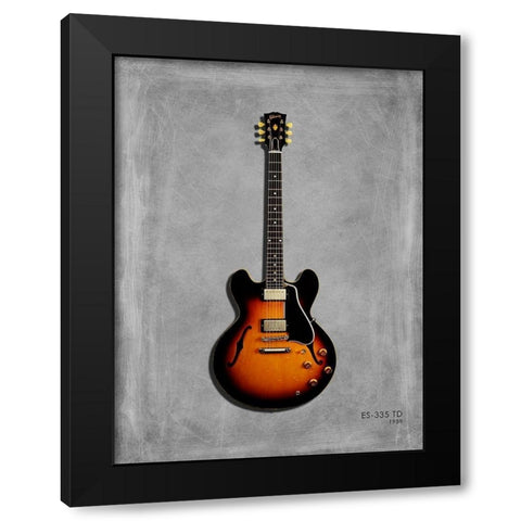 Gibson ES335 59 Black Modern Wood Framed Art Print with Double Matting by Rogan, Mark