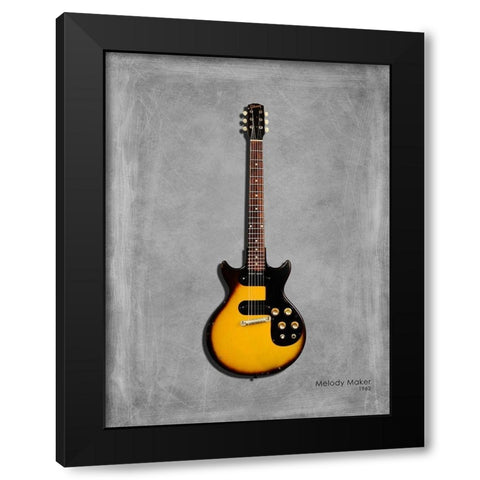 Gibson Melody Maker 62 Black Modern Wood Framed Art Print with Double Matting by Rogan, Mark
