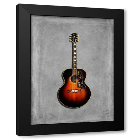 Gibson Sj 200 1948 Black Modern Wood Framed Art Print with Double Matting by Rogan, Mark