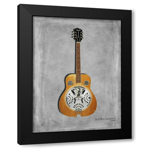 Gretsch Sho Bro Spanish 1970 Black Modern Wood Framed Art Print by Rogan, Mark