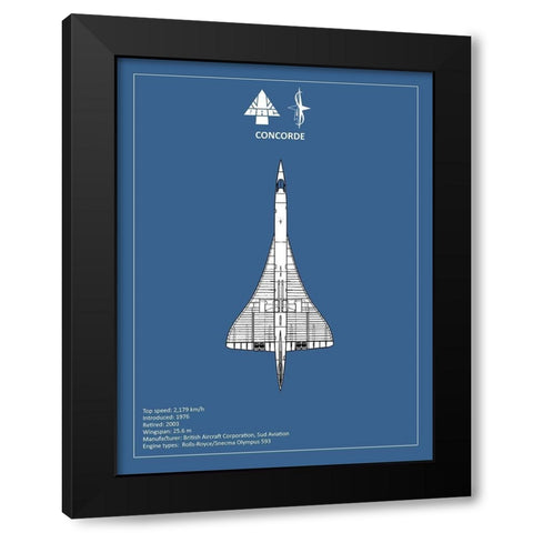 BAE Concorde  Black Modern Wood Framed Art Print by Rogan, Mark