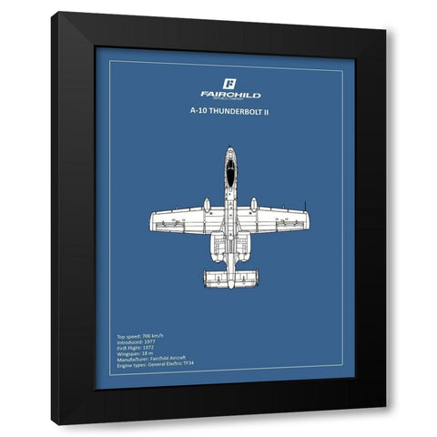 BP A-10 Thunderbolt 2  Black Modern Wood Framed Art Print by Rogan, Mark