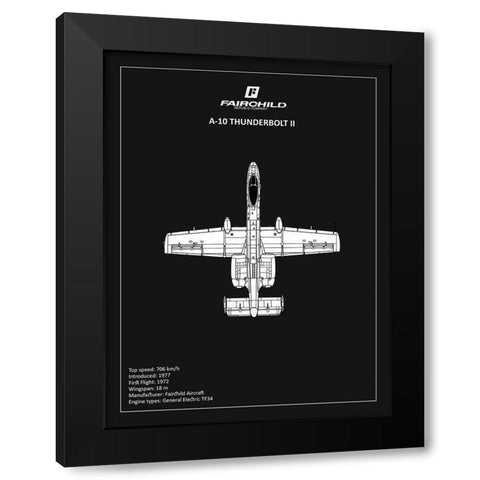 BP A-10 Thunderbolt 2 Black  Black Modern Wood Framed Art Print by Rogan, Mark
