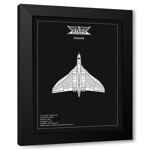 BP Avro Vulcan Black  Black Modern Wood Framed Art Print by Rogan, Mark