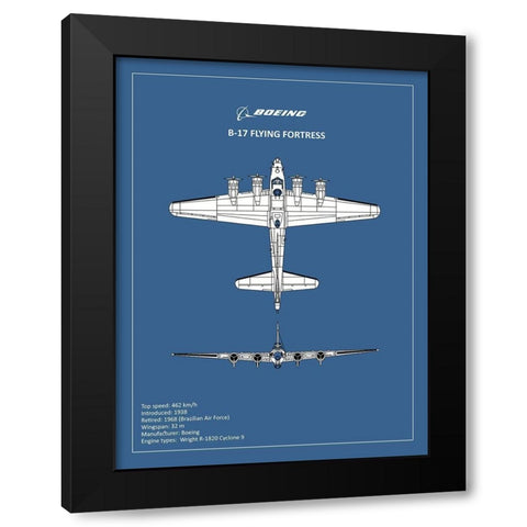 BP B17 FlyingFortress  Black Modern Wood Framed Art Print by Rogan, Mark