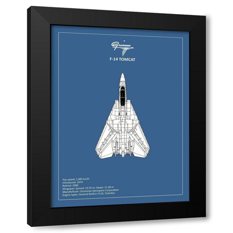 BP F-14-Tomcat  Black Modern Wood Framed Art Print by Rogan, Mark