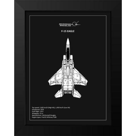 BP F15 Eagle Black  Black Modern Wood Framed Art Print by Rogan, Mark