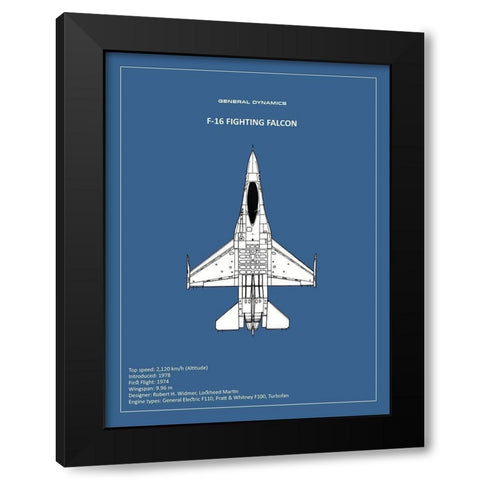 BP F-16 Fighting Falcon  Black Modern Wood Framed Art Print with Double Matting by Rogan, Mark